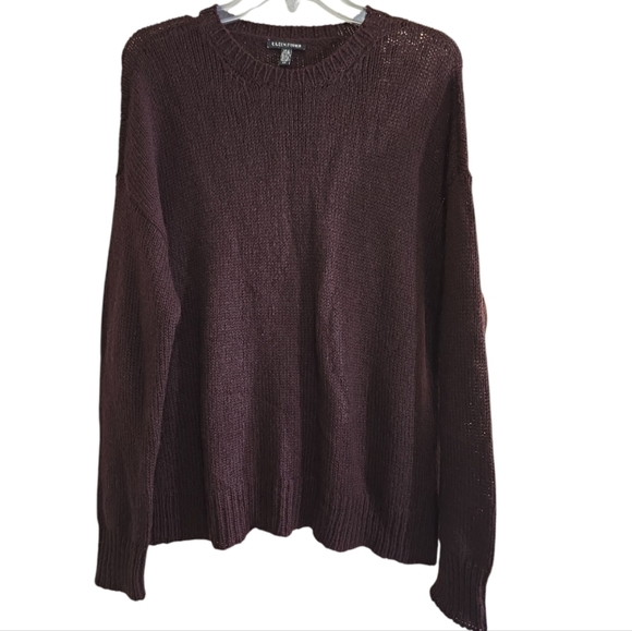 Eileen Fisher Wool Mohair Blend Chocolate Brown Sweater Small Crewneck - Picture 1 of 4